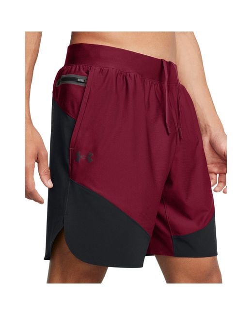Under Armour Red Elite Hybrid Performance Gym Shorts for men