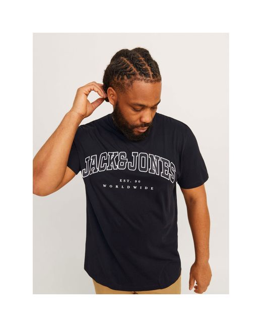 Jack & Jones Black Varsity Logo Plus Size T-Shirt for men