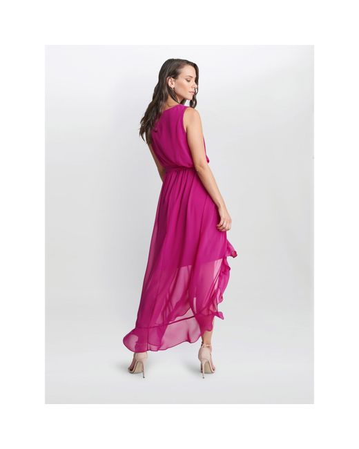 Gina Bacconi Pink Imogen Sleevless Wrap Dress