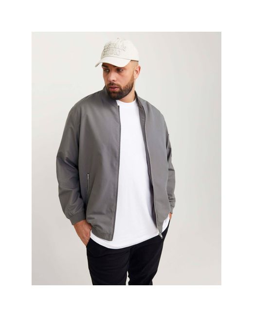 Jack & Jones Gray Rush Bomber Jacket for men