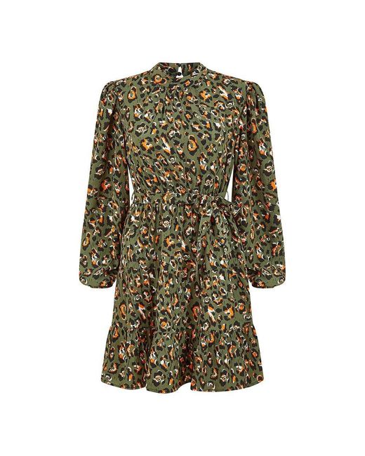 Mela London Green Animal Print Skater Dress