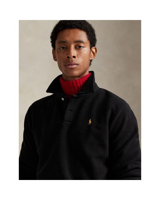 Polo Ralph Lauren Black Quarter Zip Fleece Pullover for men