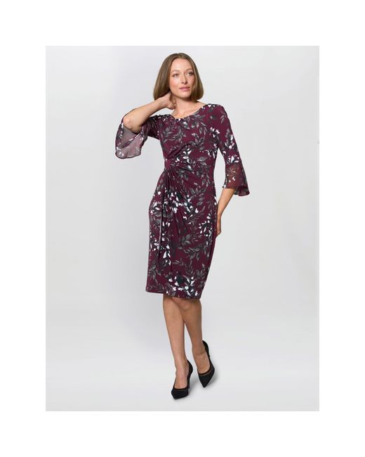 Gina Bacconi Red Kristin Floral Sheath Dress
