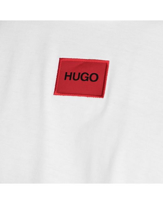 HUGO White Diragolino Contemporary T-Shirt With Logo Detail for men