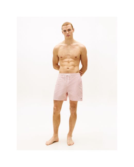 Tommy Hilfiger Pink Ithaca Medium Seersucker Swim Shorts for men