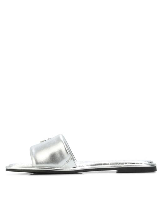 DKNY White Bunnie Flat Sliders