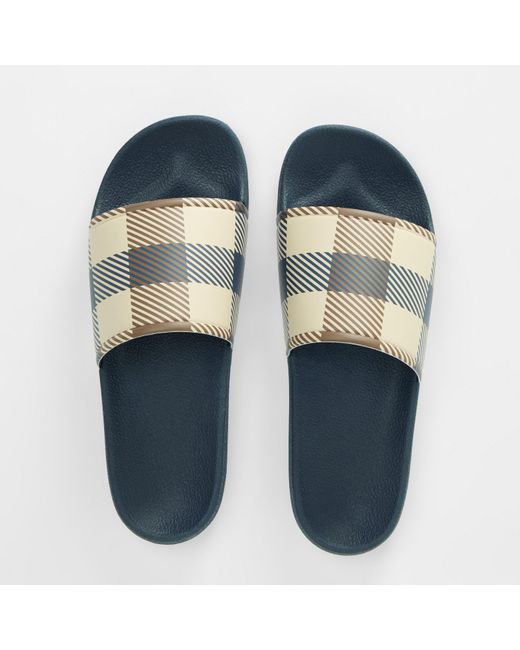 Aquascutum Blue Macro Sliders for men
