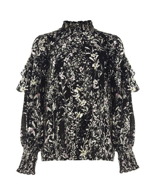 Phase Eight Black Daphne High Neck Ruffle Blouse