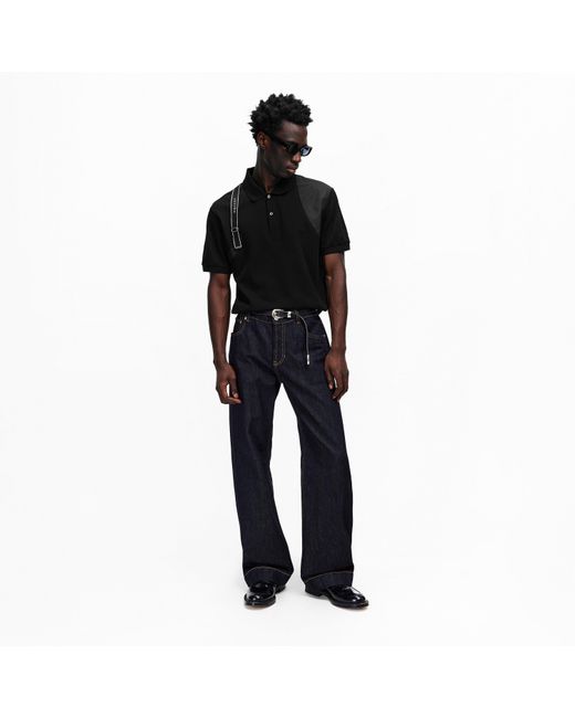 McQueen Black Alex Harness Short Sleeve Polo Shirt for men
