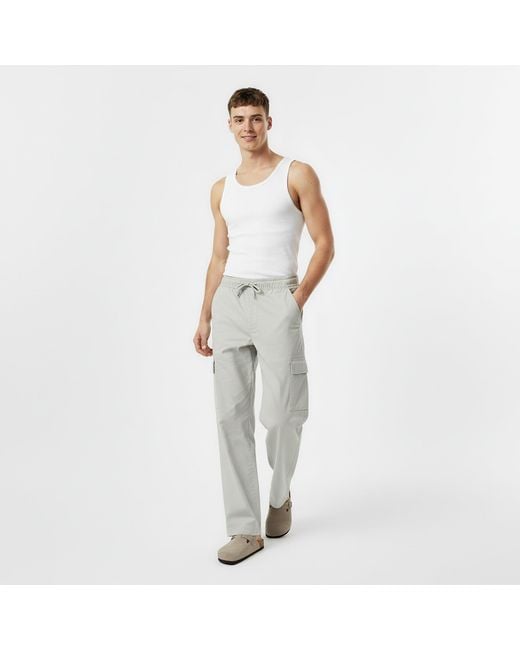 Jack Wills Gray Linen Cargo Trouser for men