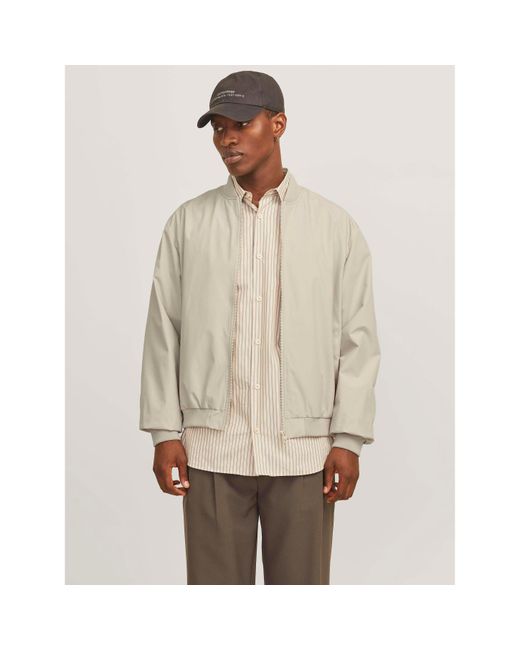 Jack & Jones White Charge Bomber Jacket for men