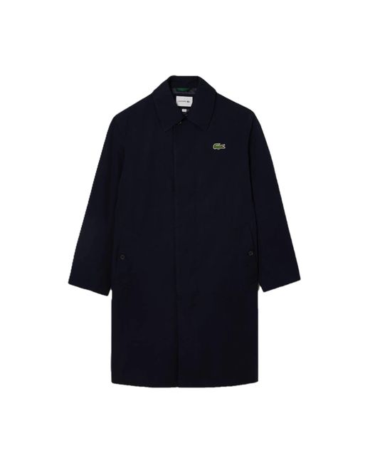 Lacoste Blue Lightweight Showerproof Cotton Twill Trench Coat for men