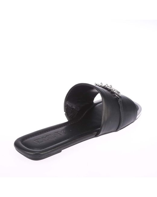 DKNY Black Holden Charms Flat Sandals Size 5.5
