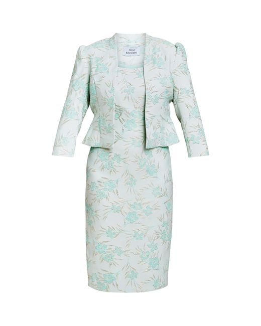 Gina Bacconi Blue Eva Floral Jacquard Dress And Jacket