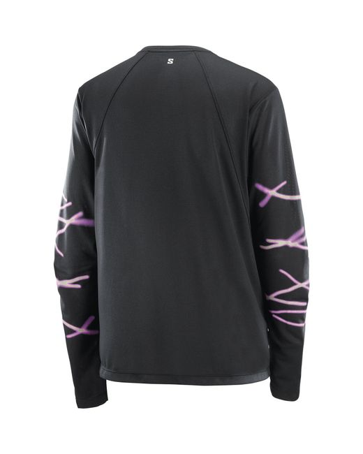 Salomon Black Shakeout Core Graphic Ls Running Tee