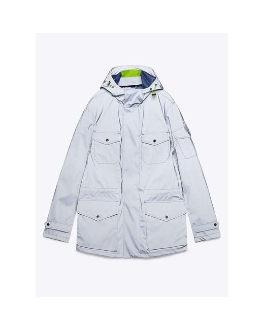 Paul & Shark Blue Paul & Shark Reflective Long Sleeve Parka for men
