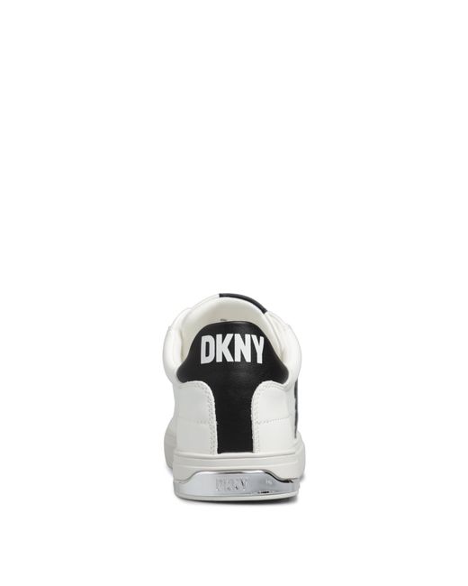 DKNY White Adira Lace Up Low-Top Trainers