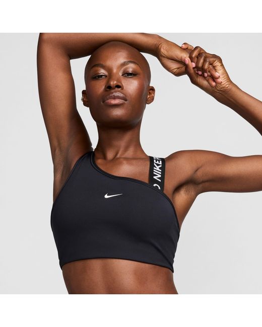 Nike Black Swoosh Medium Impact Sports Bra