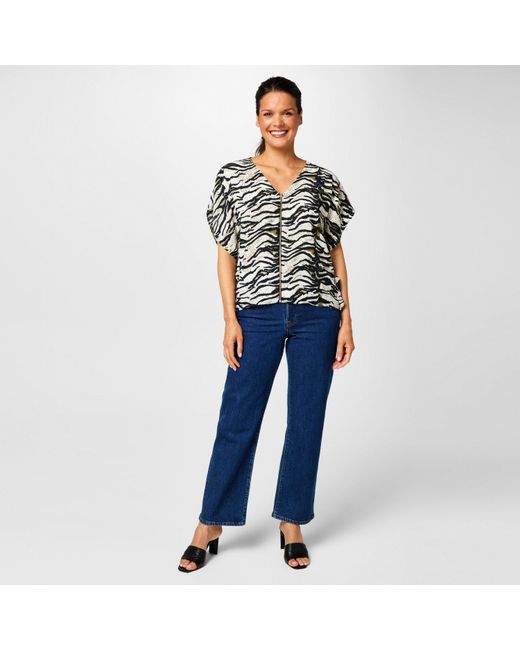 Biba Blue Zip Front Top