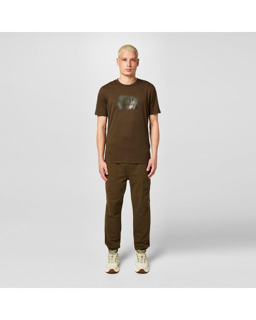 C P Company Green Block Logo Regular Fit T-Shirt for men