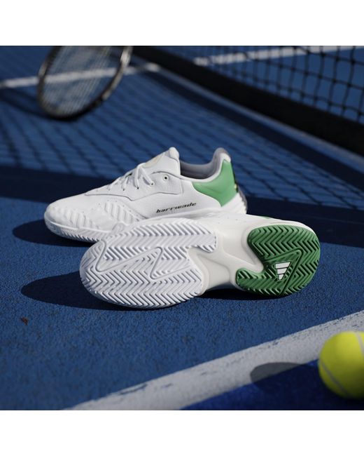Adidas White Barricade 13 Leather Tennis Shoes for men