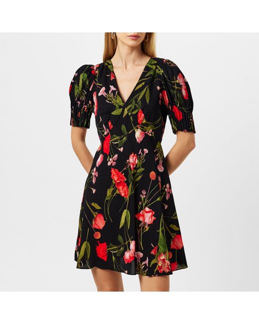 Ted Baker Black Sienno Mini Puff Sleeve Tea Dress