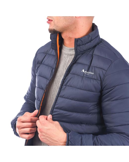 Aquascutum Blue Long Sleeve Medium Puffer Jacket for men