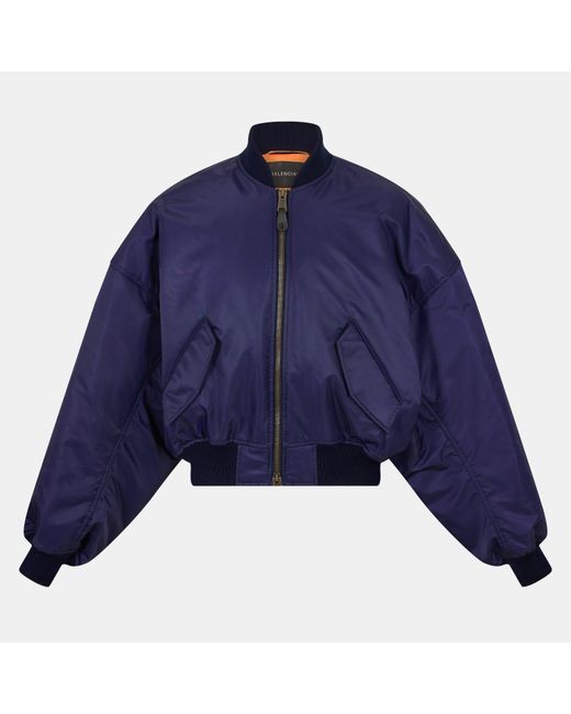 Balenciaga Blue Round Bomber Long Sleeve Zip Parka for men