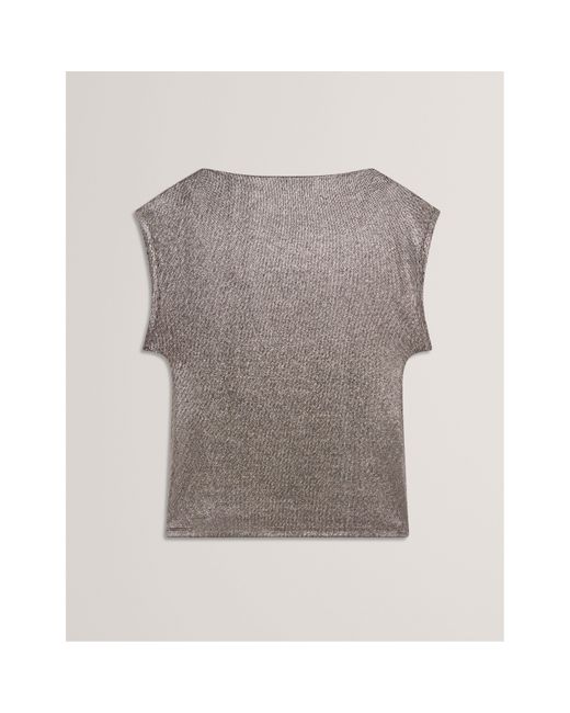Ted Baker Gray Metallic Short Sleeve Slim Fit T-Shirt