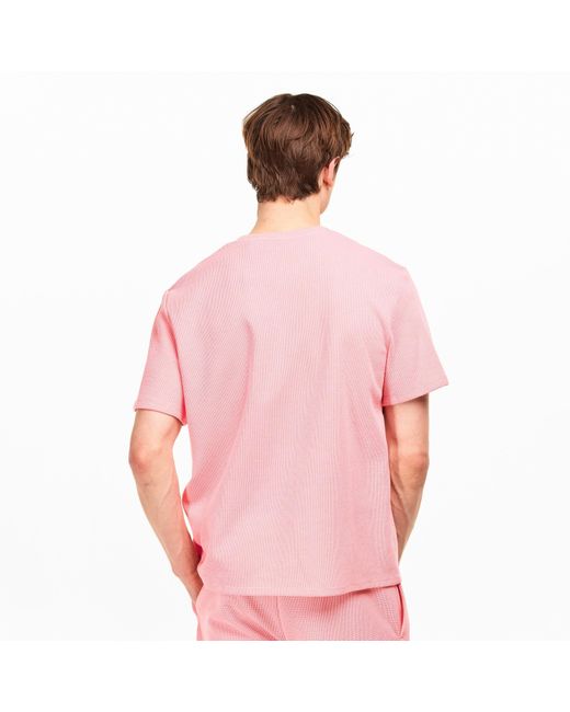 Boss Pink Bodywear Waffle T-Shirt With Structured Design for men