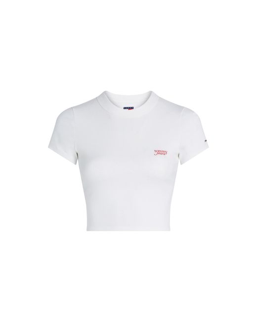 Tommy Hilfiger White Slim Script Crop Top