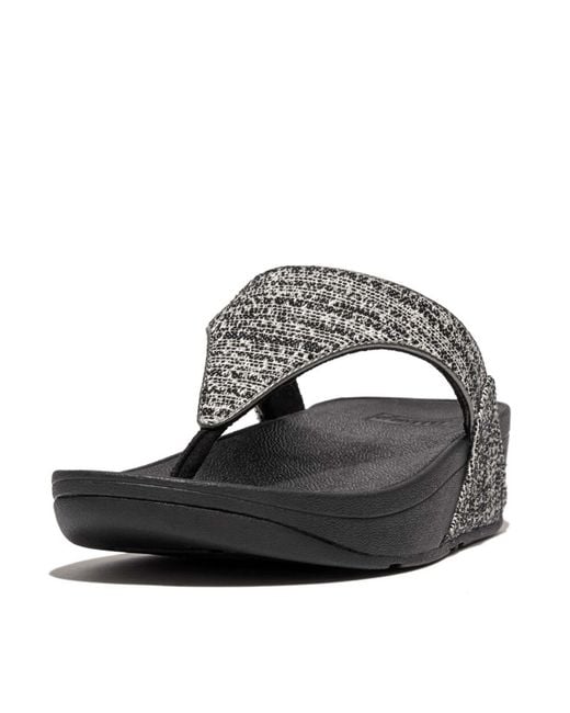 Fitflop Black Lulu Shimmerweave Toe-Post Sandals
