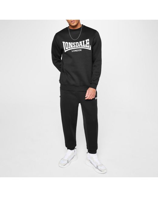 Lonsdale Black Essential Crew Sweater for men