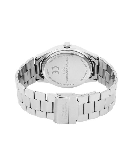 French Connection Blue Accessories Case Round Shape Strap Quartz Watch for men