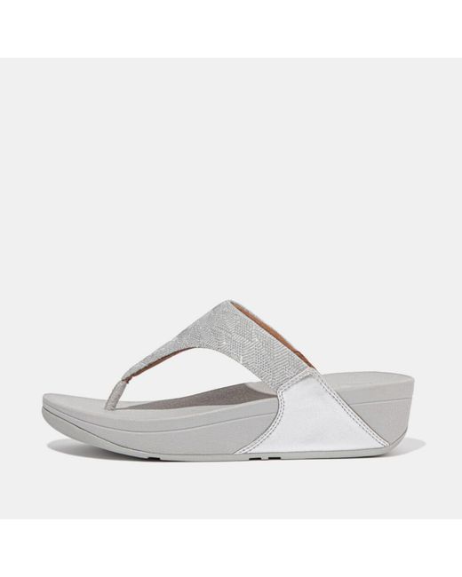 Fitflop Gray Lulu Glitz Toe-Post Sandals