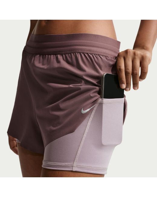 Nike Purple Dri-Fit Swift Mid-Rise 3 2-In-1 Shorts