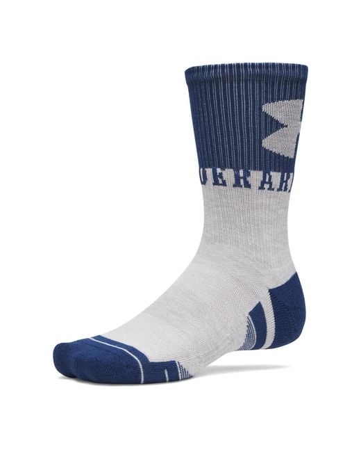 Under Armour Blue Performance Tech 3 Pack Crew Socks