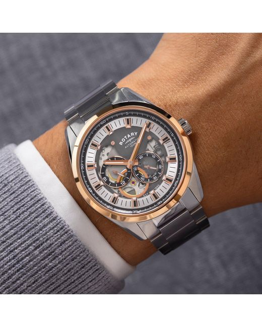 Rotary Metallic Seamatic Eclipse Ss Bracelet Watch for men