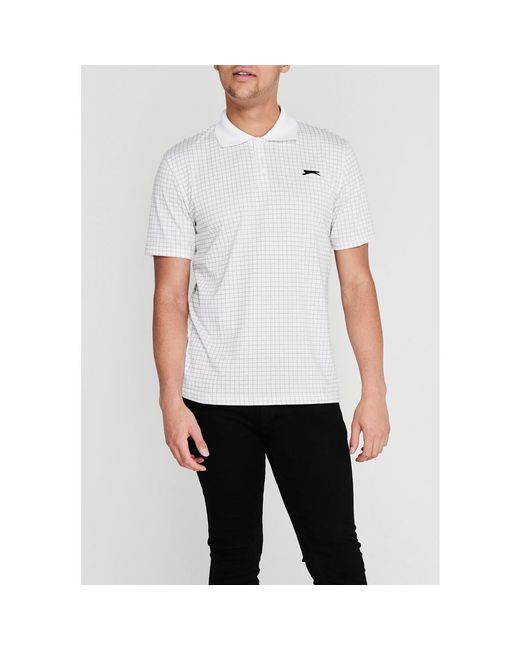 Slazenger 1881 White Check Golf Polo for men