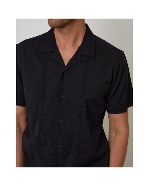 Threadbare Black Short-Sleeve Bowling Shirt for men