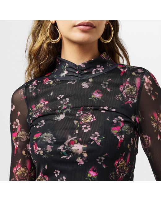 Ted Baker Black High Neck Print Long Sleeve T-Shirt