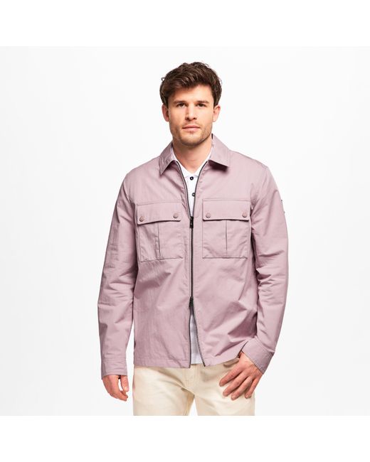 Belstaff Purple Stride Zip Collar Long Sleeve Overshirt for men