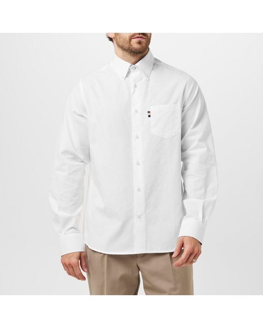 Aquascutum White Long Sleeve Tailored Fit Shirt for men