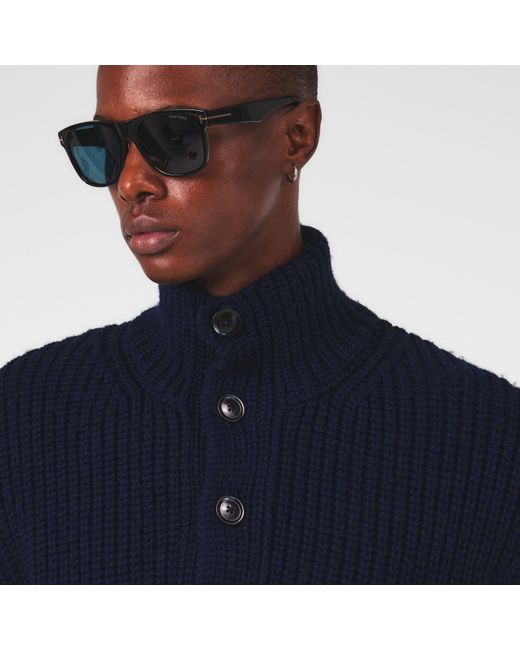 Tom Ford Blue Tailored Fit Crew Neck Jumper for men