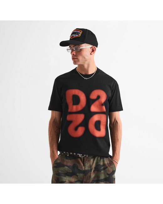 DSquared² Black Dsq D2 Logo Tee Sn64 for men