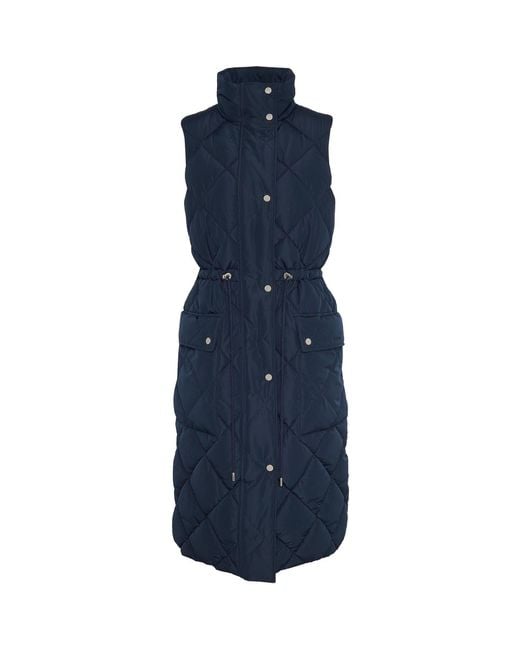 Barbour Blue Rita Longline Diamond Quilted Gilet