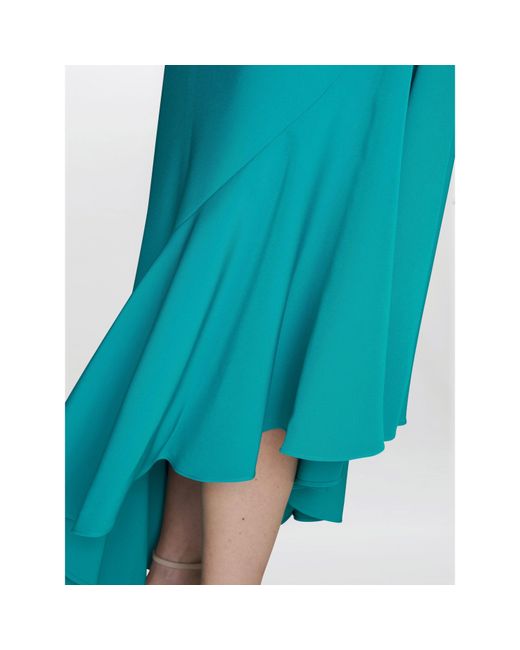 Gina Bacconi Blue Paige Asymmetric Frill Hem Dress