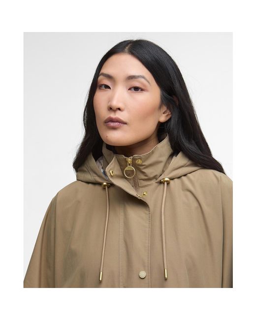 Barbour Natural Everlee Showerproof Hooded Long Sleeve Knee Length Rain Anorak