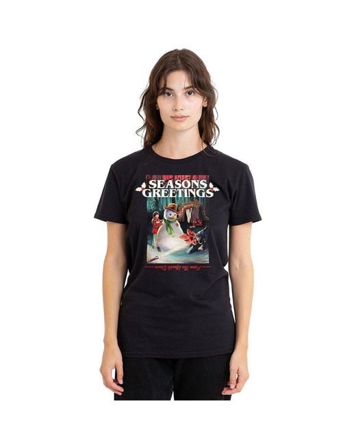 Stranger Things Black Seasons Greetings Snowman Christma