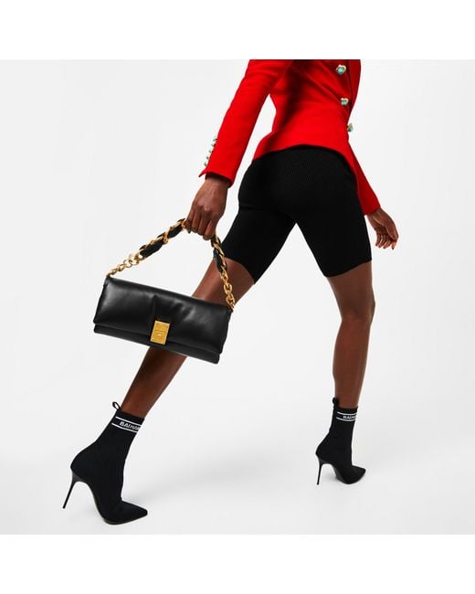 Balmain Black Pb Monogram Skye Knit Ankle Boots